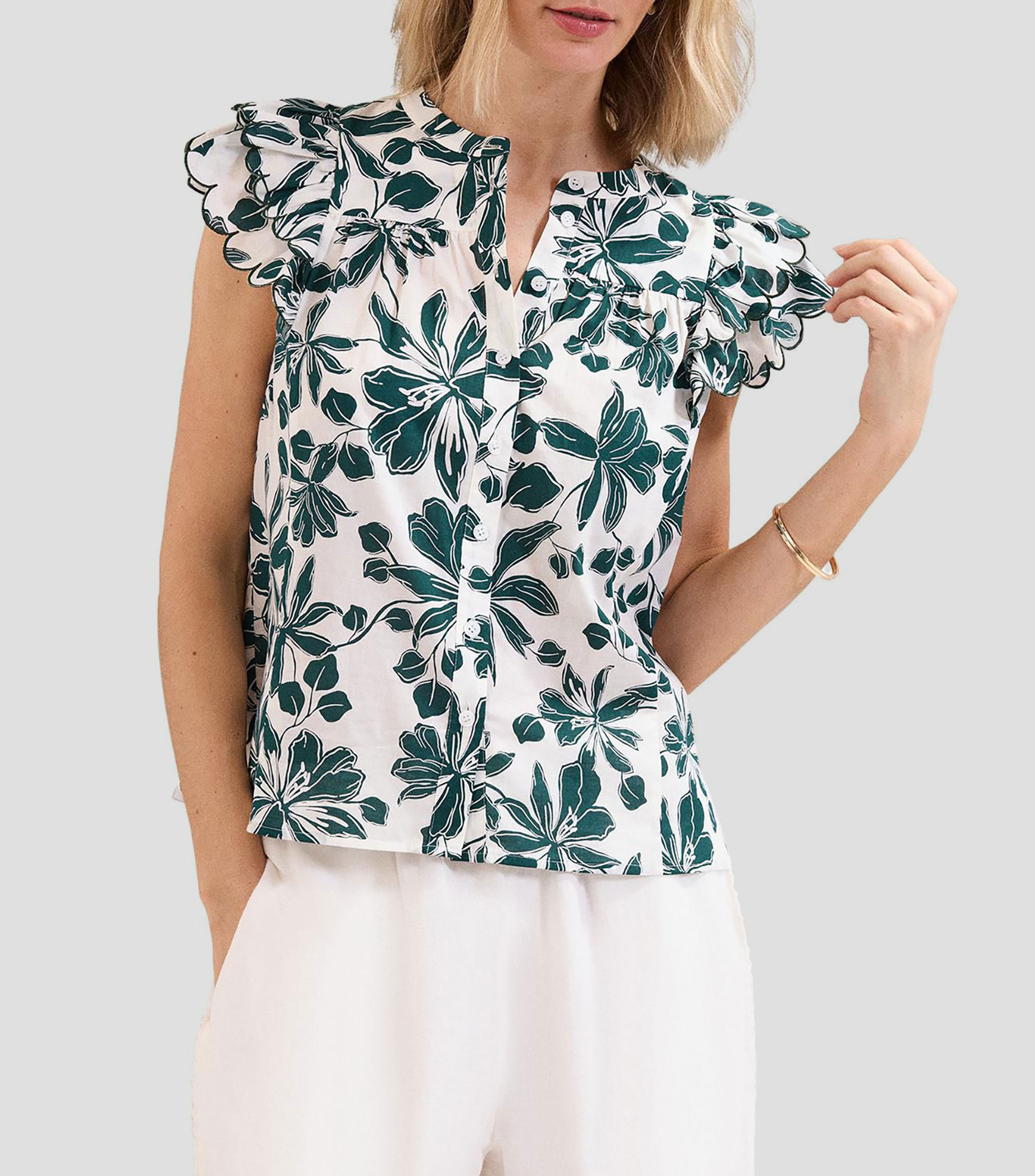Blusa estampada manga corta Mujer